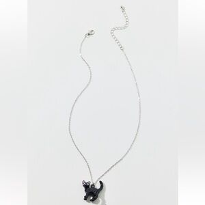 NWT Urban Outfitters Enameled Black Cat Charm Necklace